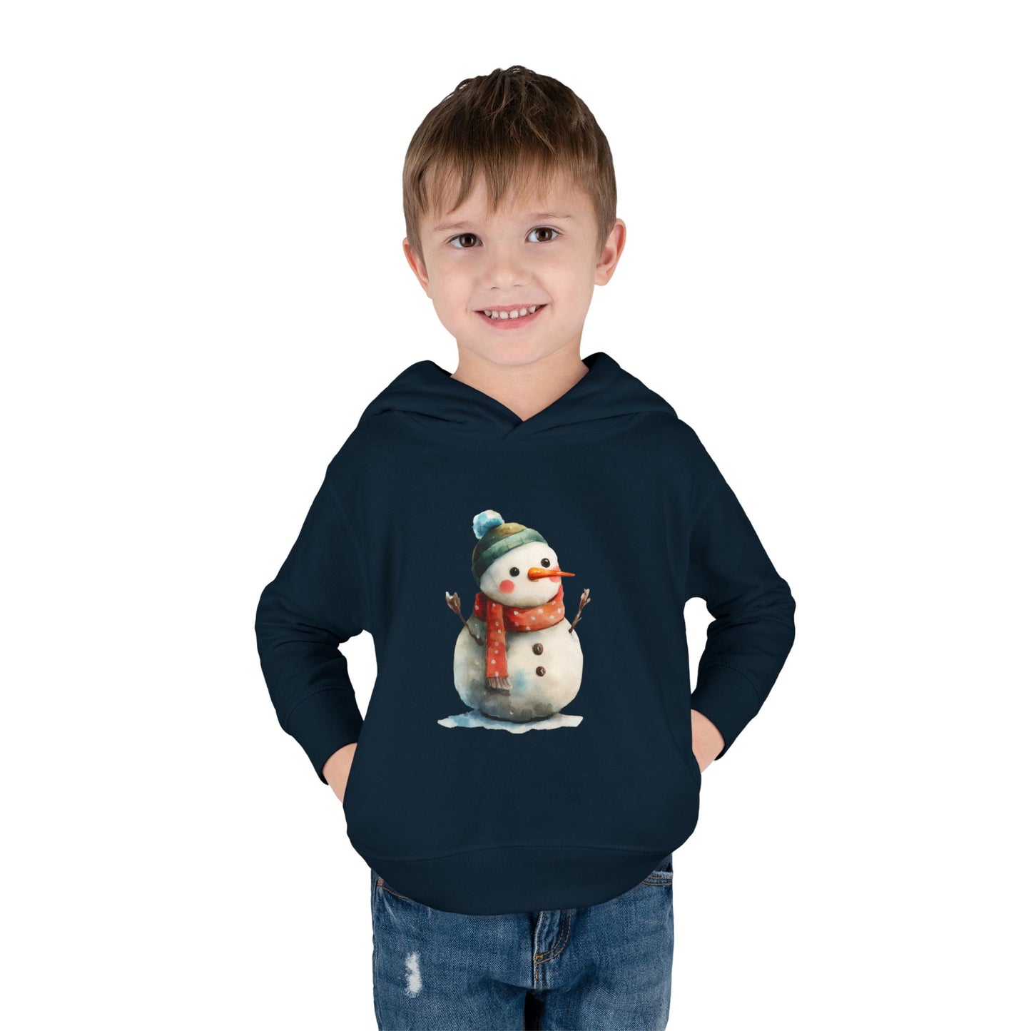 Cozy Snowman Toddler Pullover Fleece Hoodie - Winter Apparel, Cute Gift for Kids, Holiday Wear, Soft Hoodie for Toddlers, Christmas Outfit