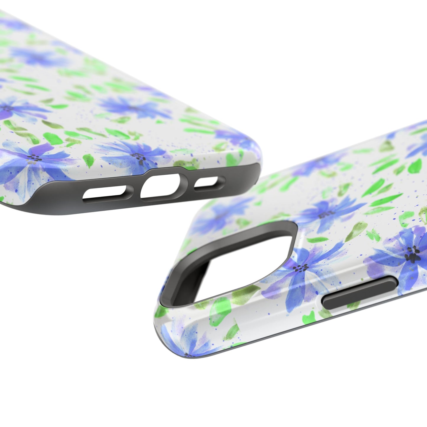 Floral Blue Watercolor Phone Case — Magnetic Impact-Resistant