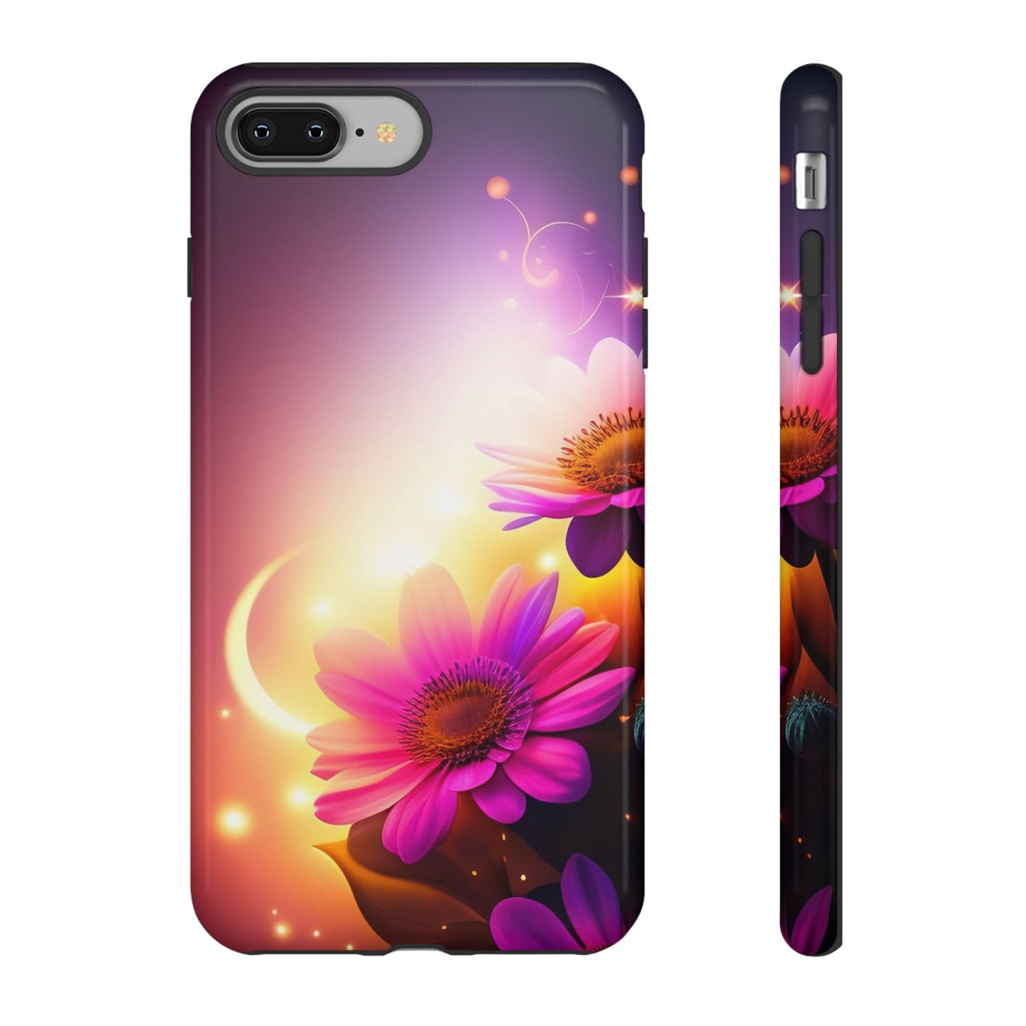 Floral Moonlight Phone Case – Purple Daisy Protective Cover