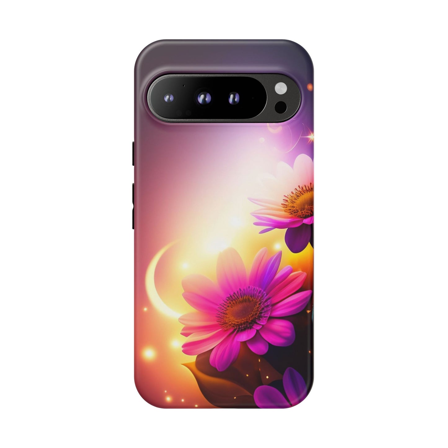 Floral Moonlight Phone Case – Purple Daisy Protective Cover