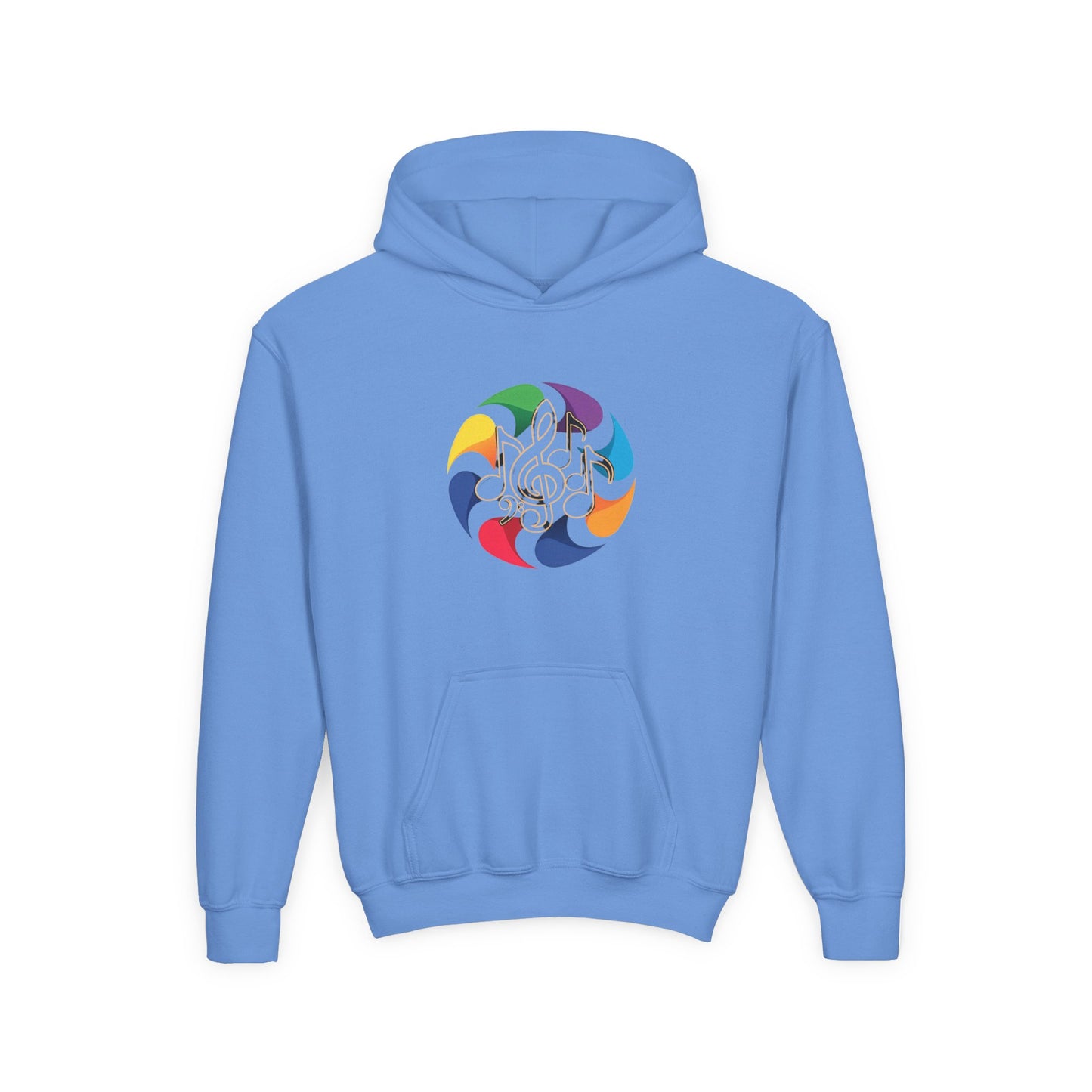 Colorful Music Treble Clef Youth Hoodie | Rainbow Note Circle