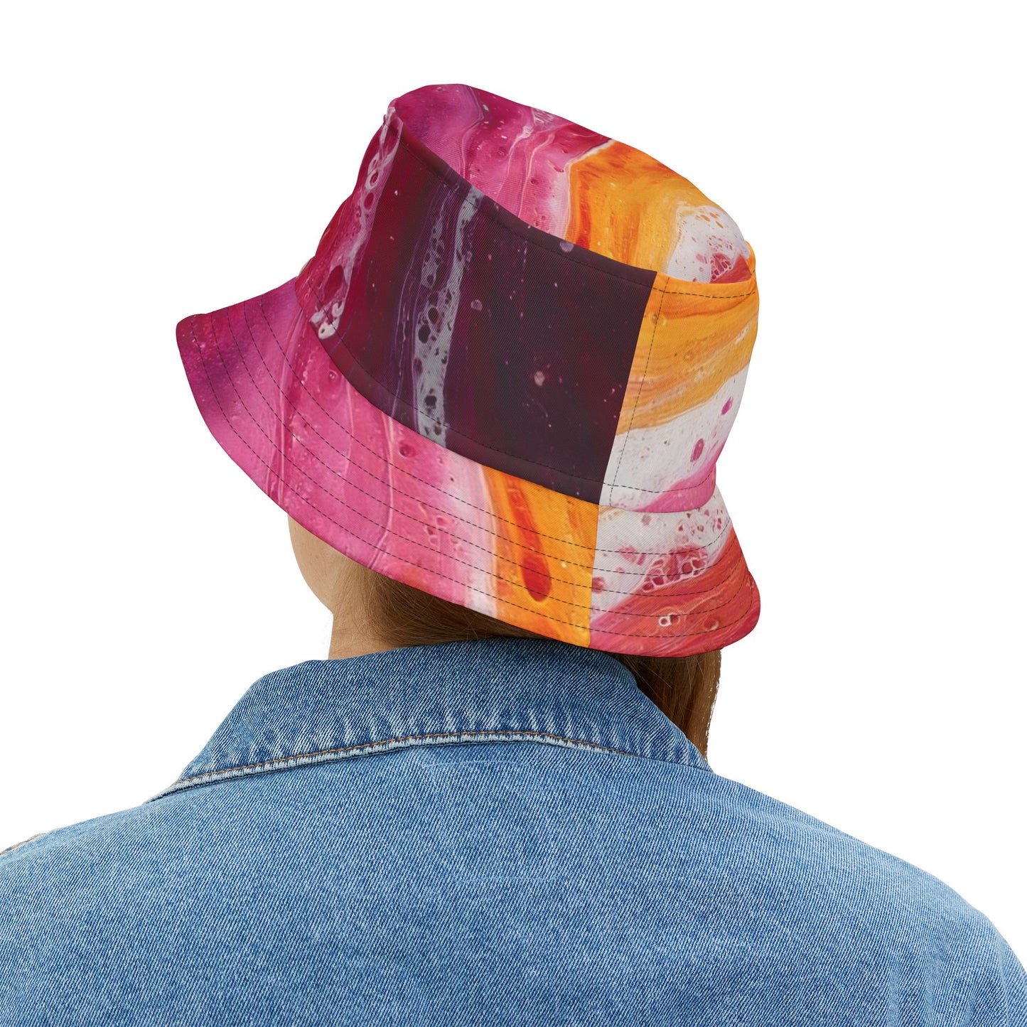 Abstract Sunset Swirl Bucket Hat — Colorful Art AOP Summer Hat