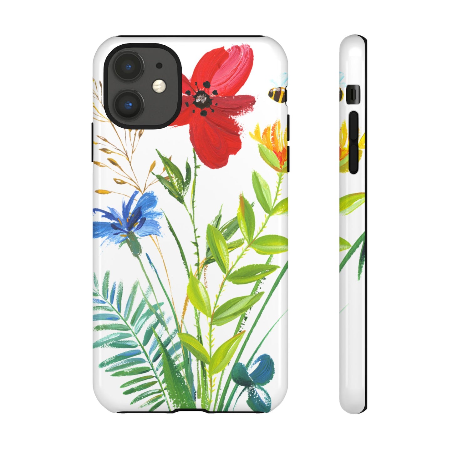 Floral Watercolor Tough Phone Case — Wildflower Bouquet Protective Cover