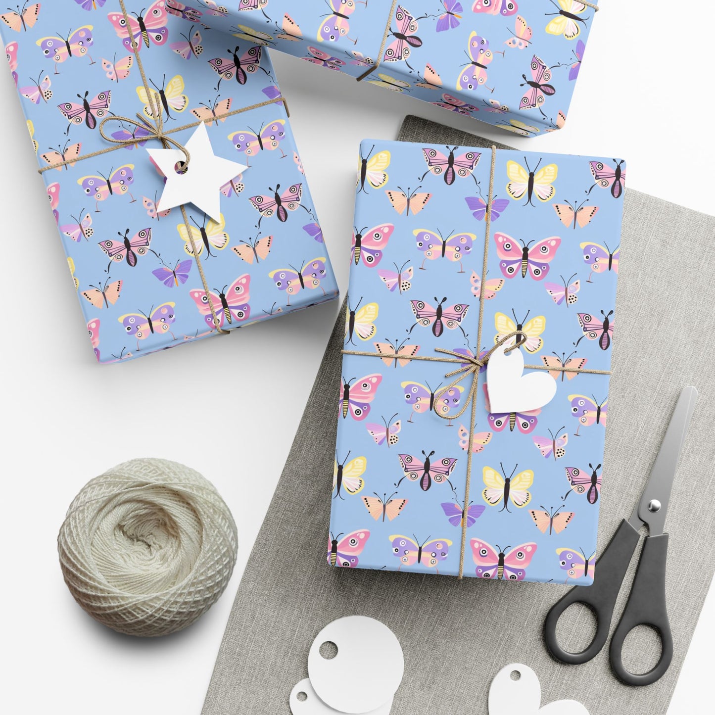 Wrapping Paper — Pastel Butterfly Gift Wrap Sheets for Birthday & Spring Celebrations