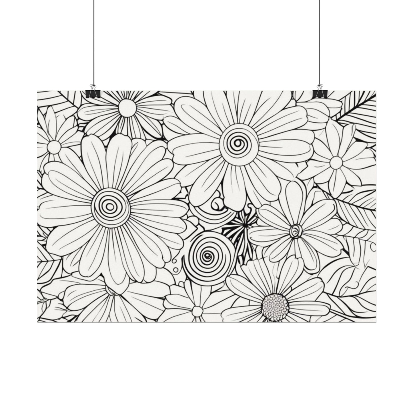 COLOR IT YOURSELF Floral Line Art Poster — Textured Matte Print