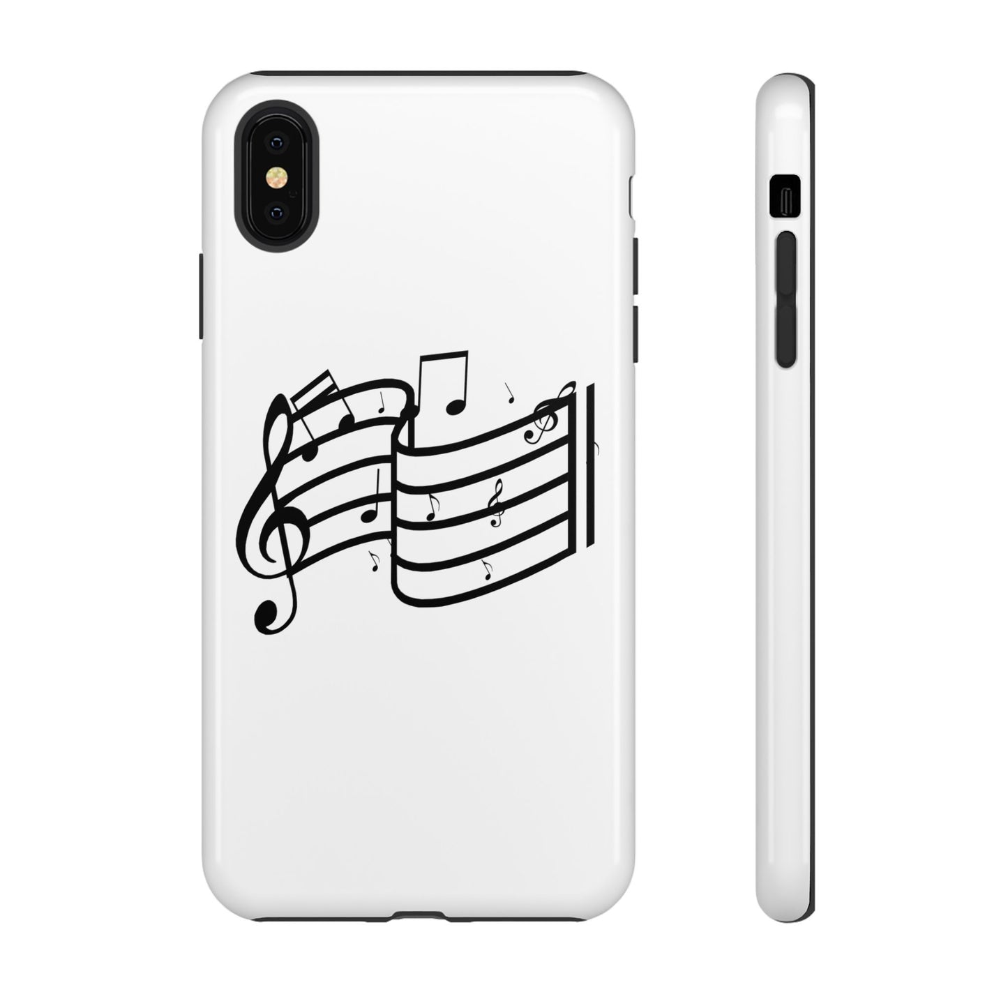 Musical Notes Phone Case — Black Treble Clef Music Staff Tough Case