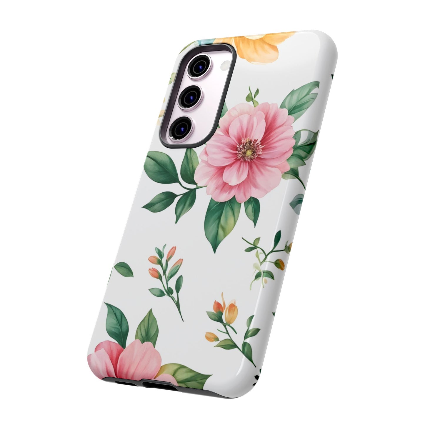 Floral Tough Phone Case — Pink Peony Protective Phone Cover