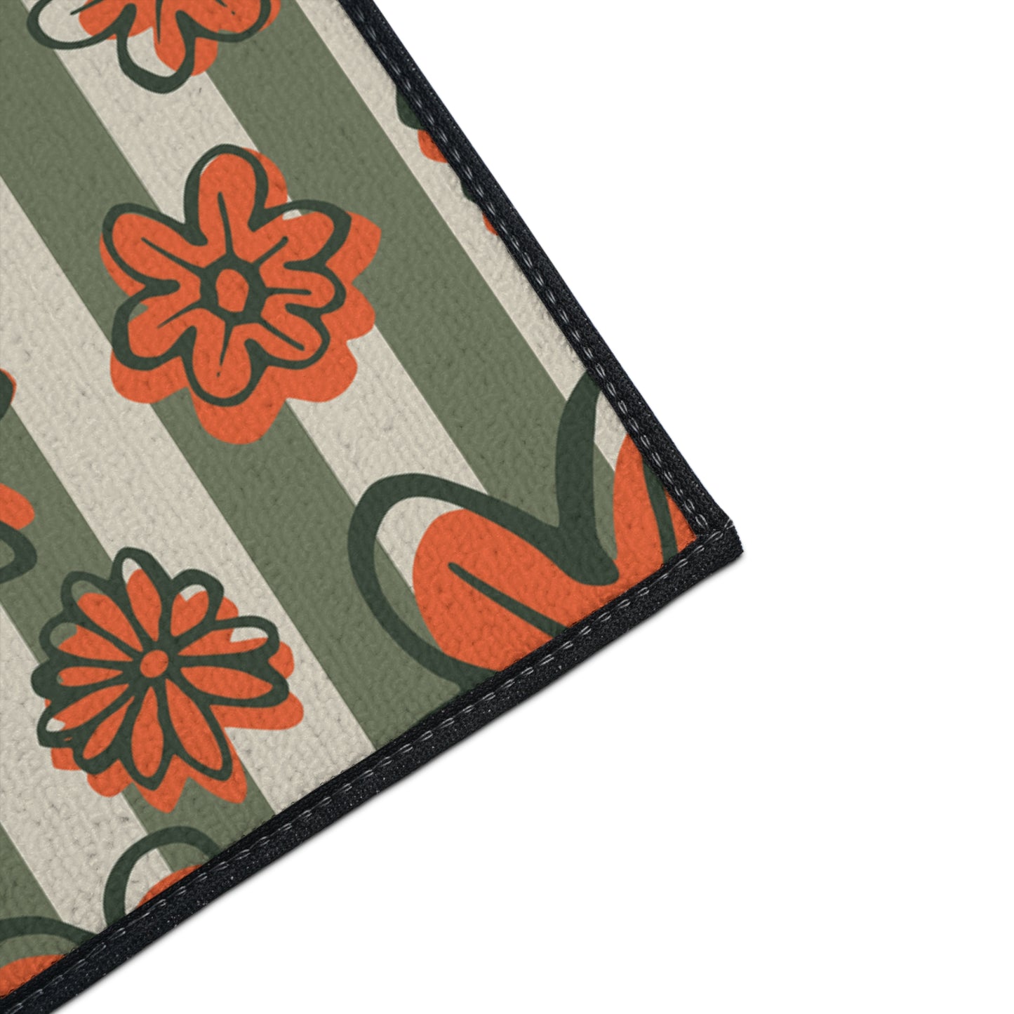 Retro Floral Heavy-Duty Floor Mat — Orange Daisy Entry Rug