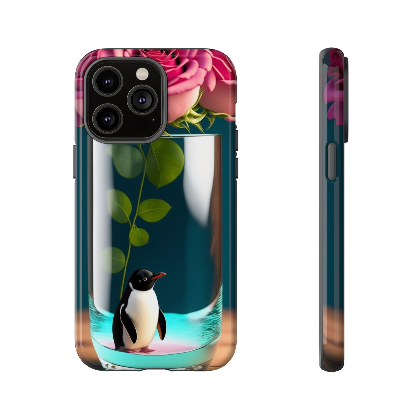 Penguin in a Glass Floral Tough Phone Case — Cute Protective Phone Cover