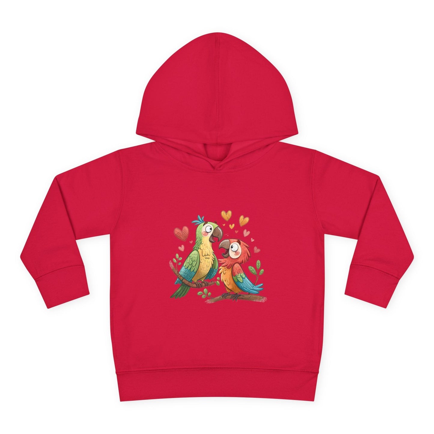 Toddler Hoodie — Cute Parrot Love Pullover (Heart Bird Kids Sweatshirt)