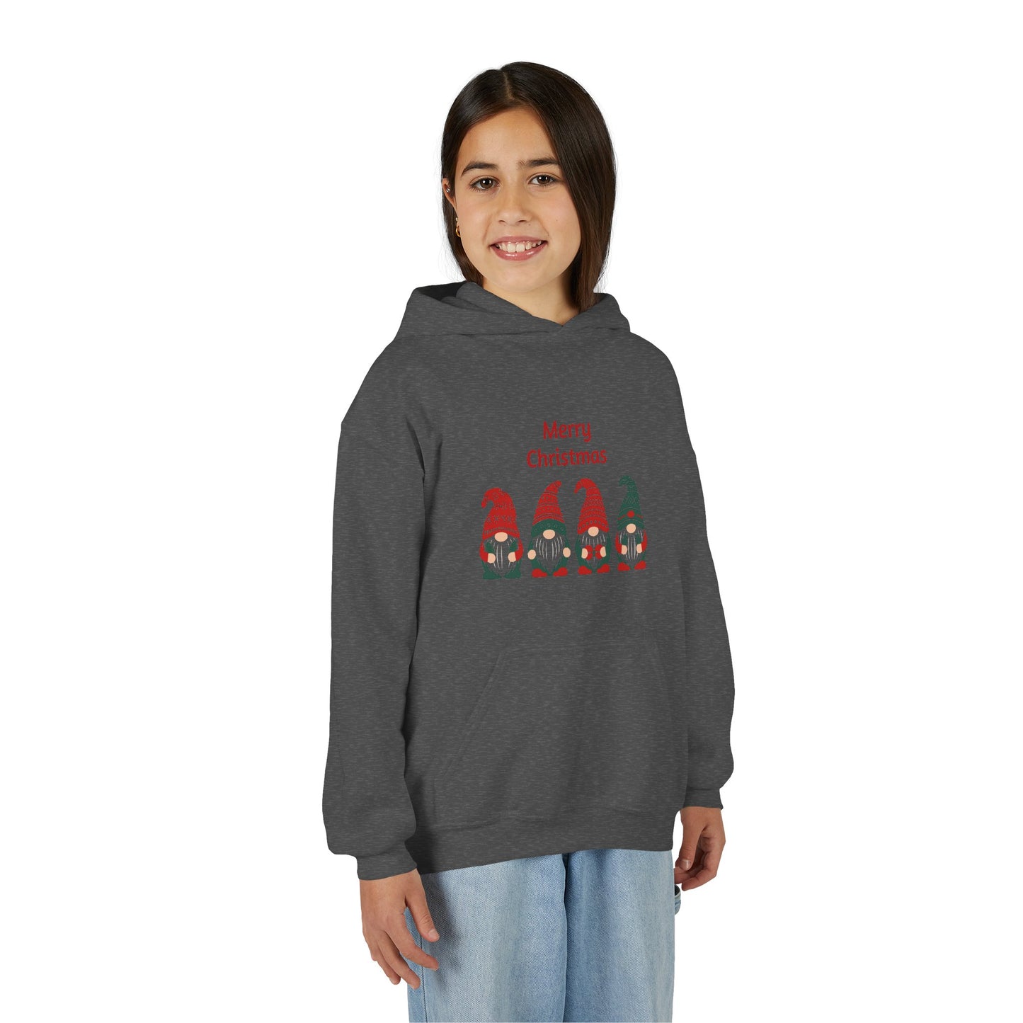 Youth Christmas Gnome Hoodie - "Merry Christmas" Holiday Kids Sweatshirt