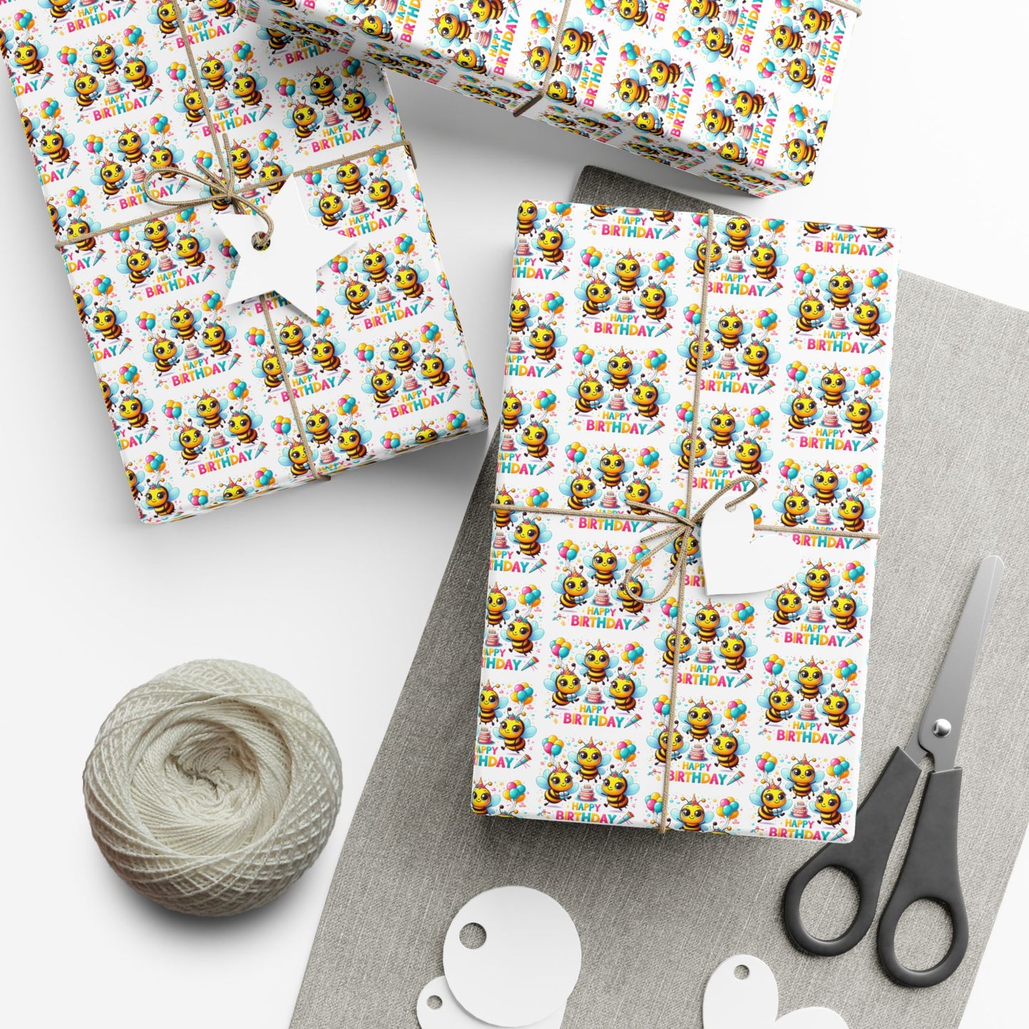 Wrapping Paper — Cute Chick 'Happy Birthday' Bee Pattern Gift Wrap