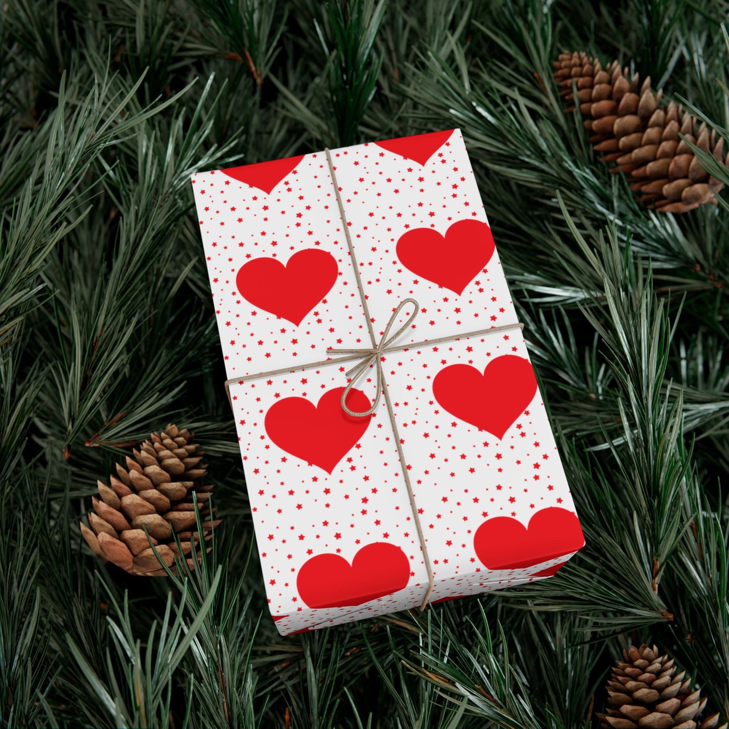 Heart Pattern Gift Wrap Paper — Red Hearts on White for Valentine’s Day & Romantic Gifts