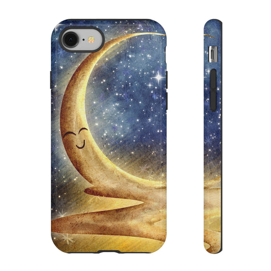 Moonlit Smile Phone Case — Starry Night Crescent Moon iPhone Cover