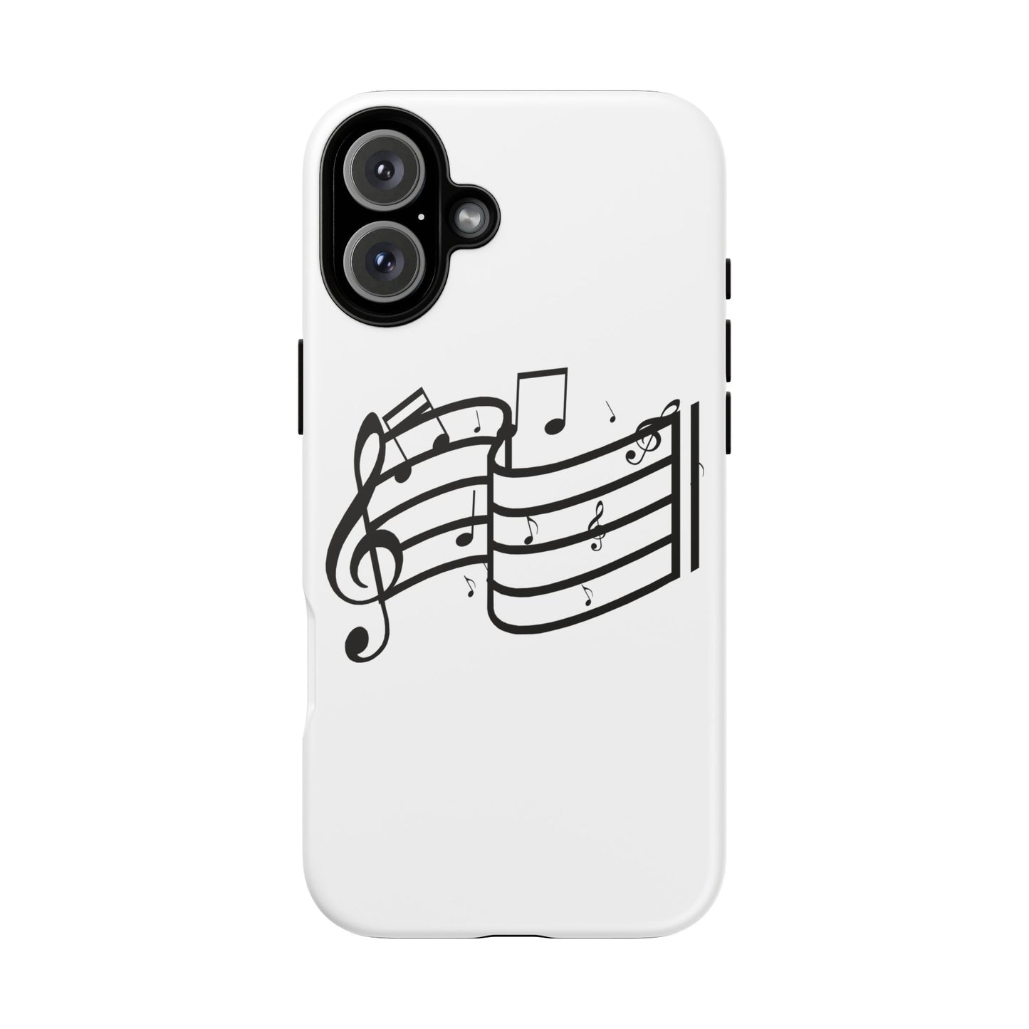 Musical Notes Phone Case — Black Treble Clef Music Staff Tough Case