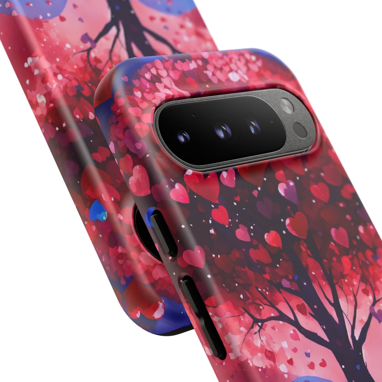 Heart Tree Phone Case — Romantic Red & Blue Protective Tough Case