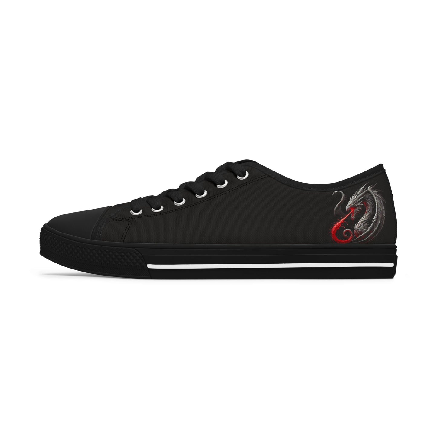 Low Top Sneakers — Black Dragon Wing Accent