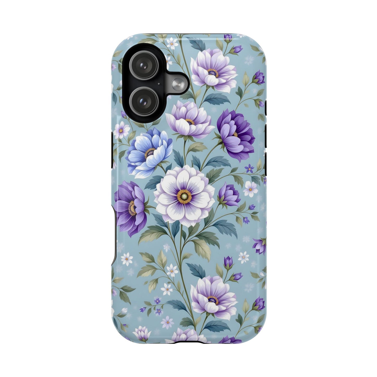 Floral Purple Peony Phone Case — Magnetic Impact‑Resistant Protective Cover