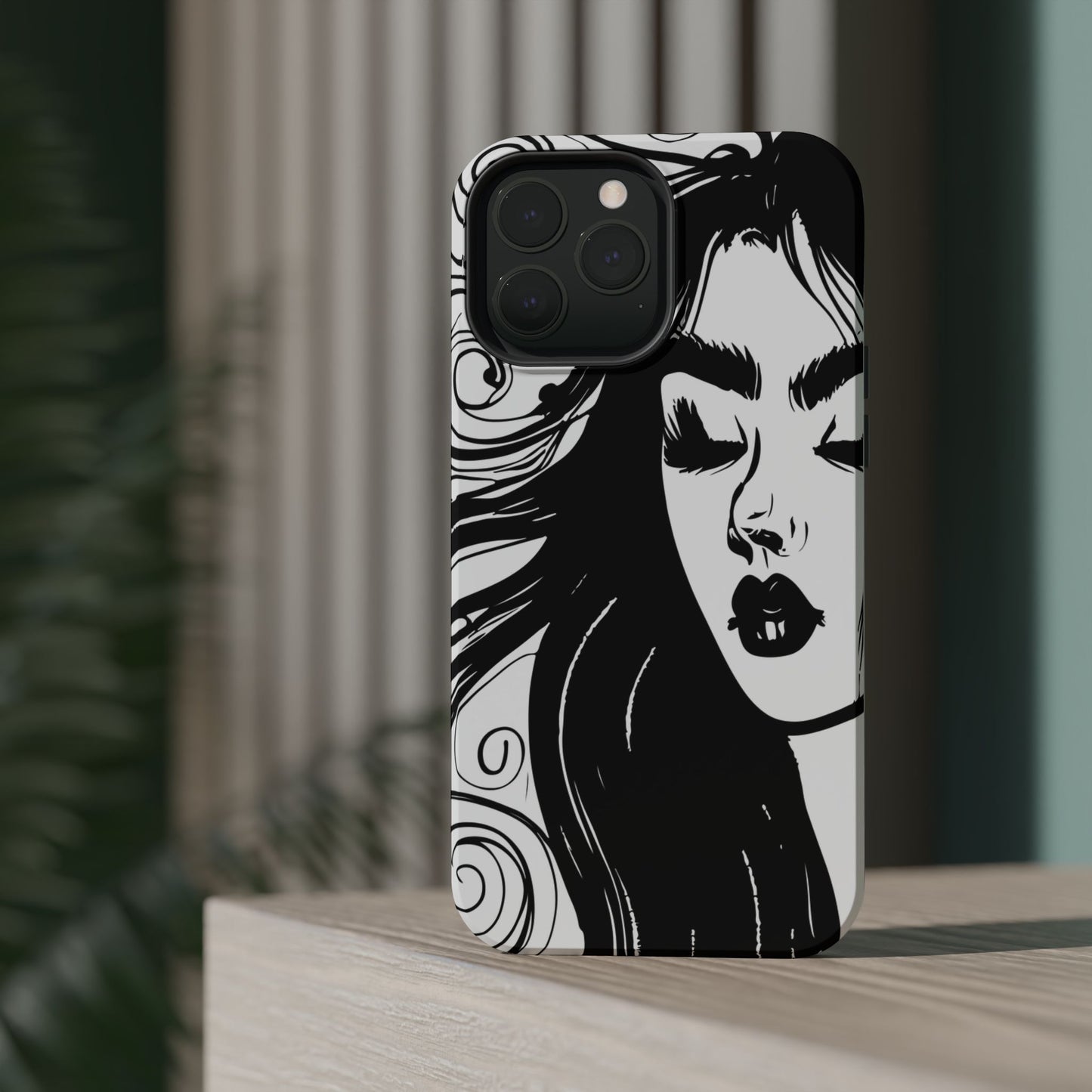 Artistic Black & White Portrait Phone Case — Magnetic Impact-Resistant