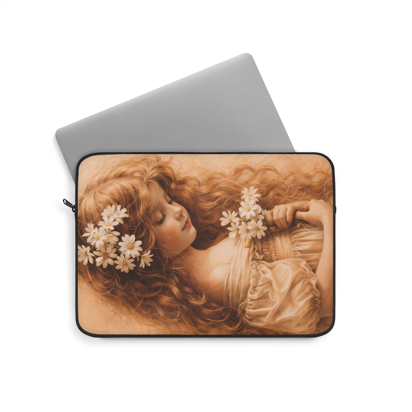 Vintage Floral Laptop Sleeve — Ethereal Sleeping Maiden Design