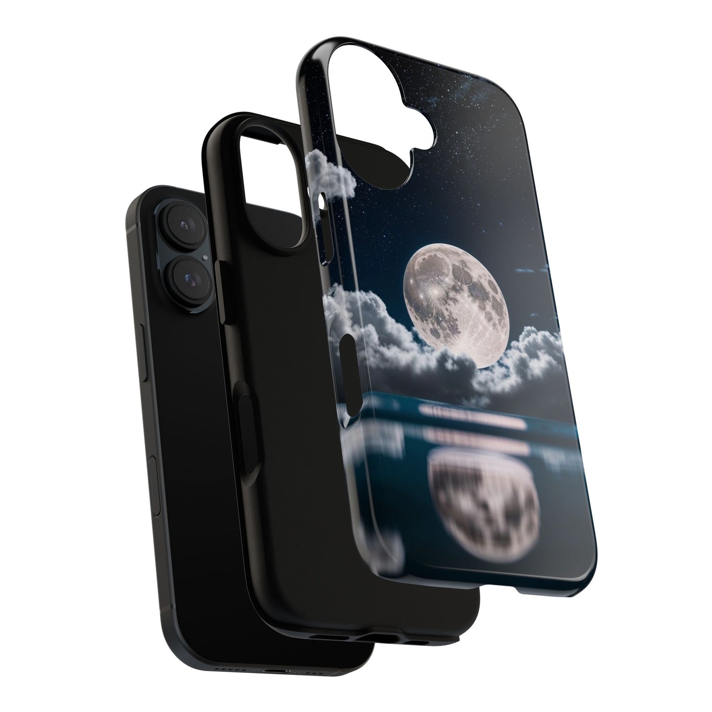 Moonlit Reflection Phone Case — Night Sky Moon & Clouds Tough Case