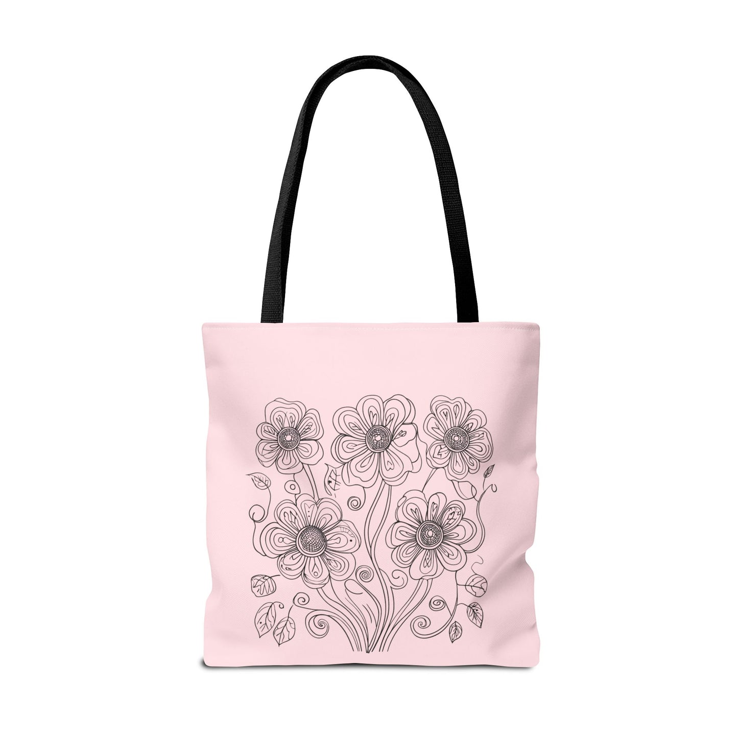 Floral Doodle Pink Tote Bag — Hand-Drawn Flower Design
