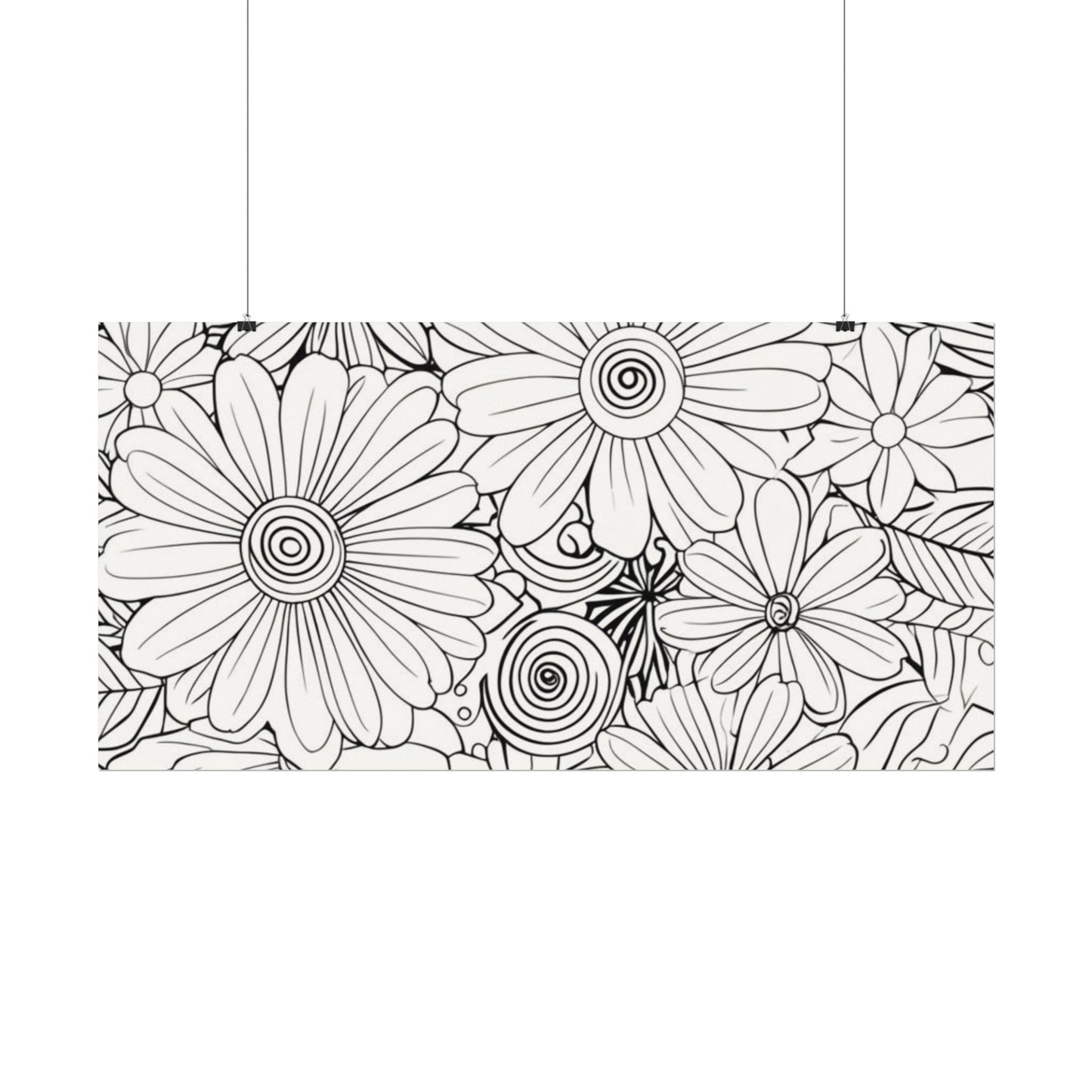 COLOR IT YOURSELF Floral Line Art Poster — Textured Matte Print
