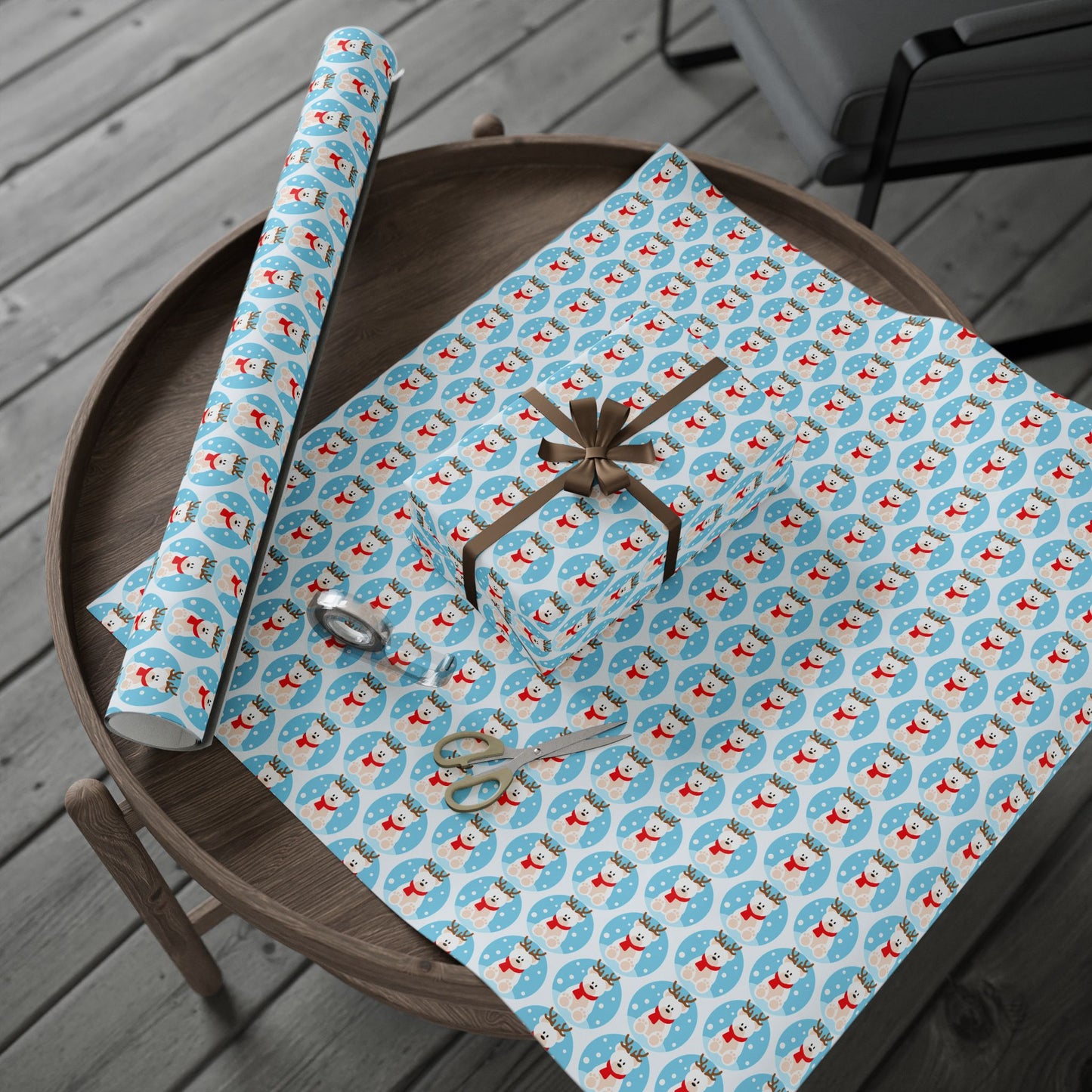Snow Globe Reindeer Wrapping Paper Roll — Cute Holiday Gift Wrap