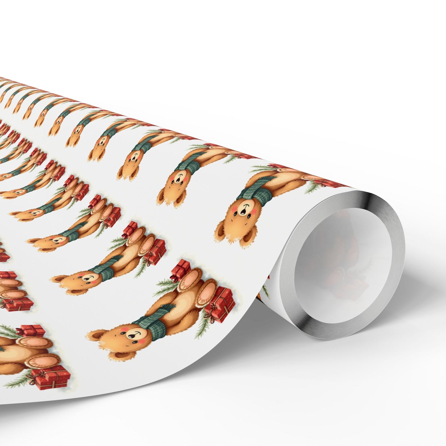 Christmas Teddy Bear Wrapping Paper Roll — Cute Holiday Gift Wrap