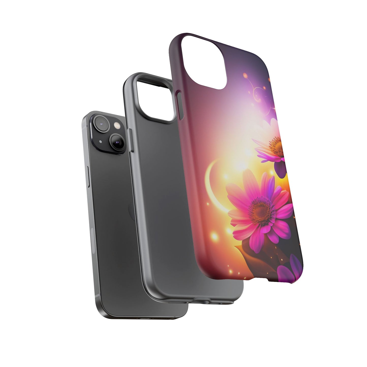 Floral Moonlight Phone Case – Purple Daisy Protective Cover