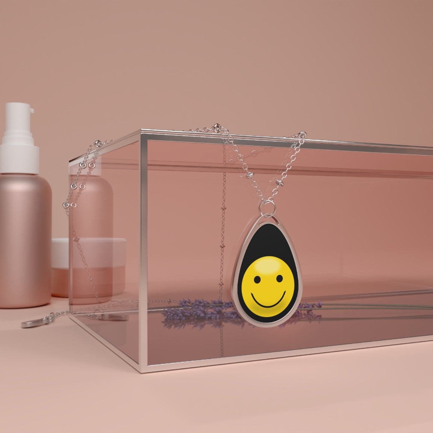 Smiley Face Oval Necklace, Cheerful Jewelry, Gift for Her, Friendship Necklace, Positive Vibes Accessory, Everyday Wear