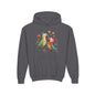 Youth Hoodie — Cute Parrot Couple Illustration (Hearts, Kids Pullover)