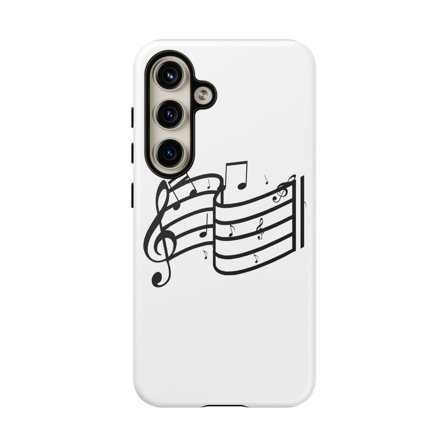 Musical Notes Phone Case — Black Treble Clef Music Staff Tough Case