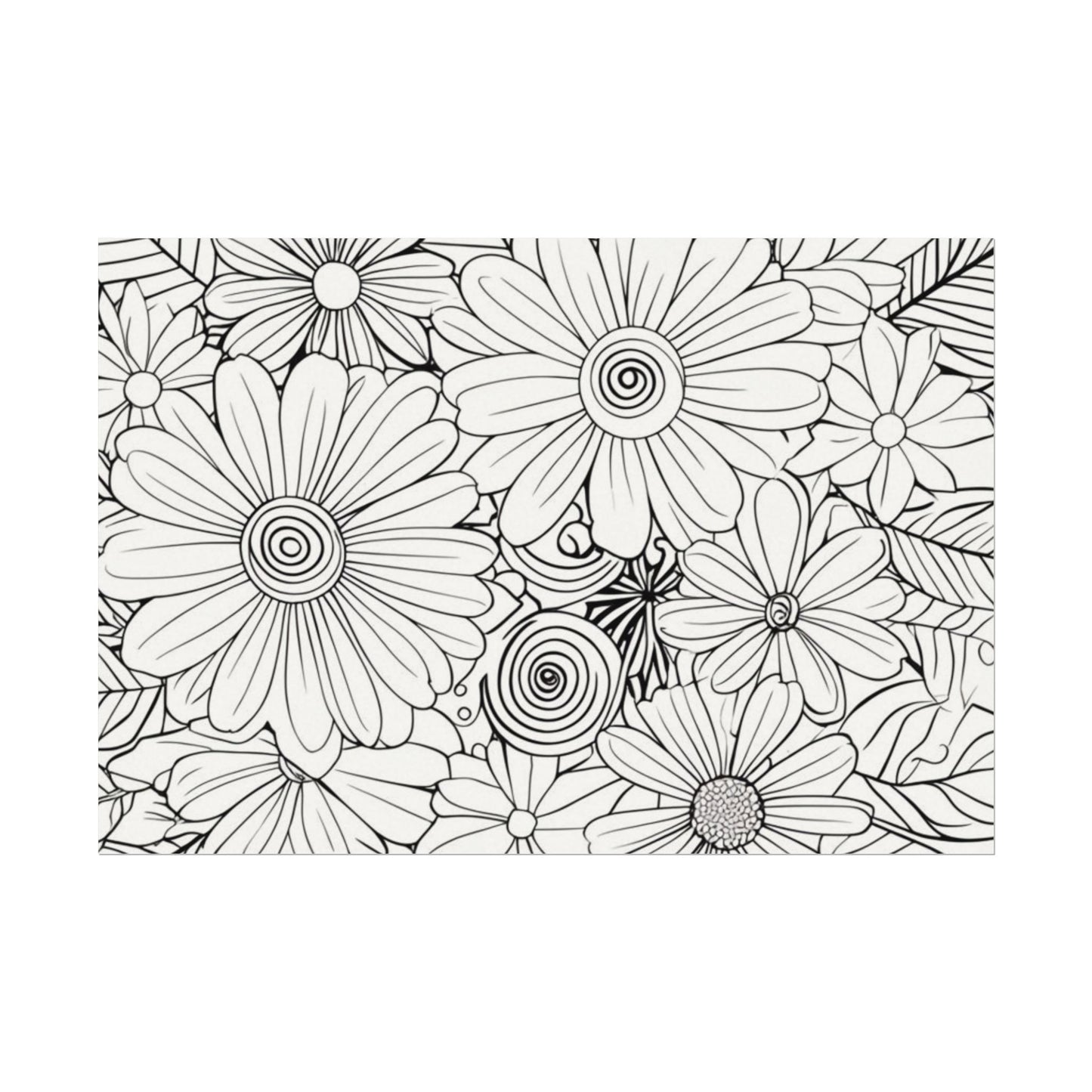 COLOR IT YOURSELF Floral Line Art Poster — Textured Matte Print
