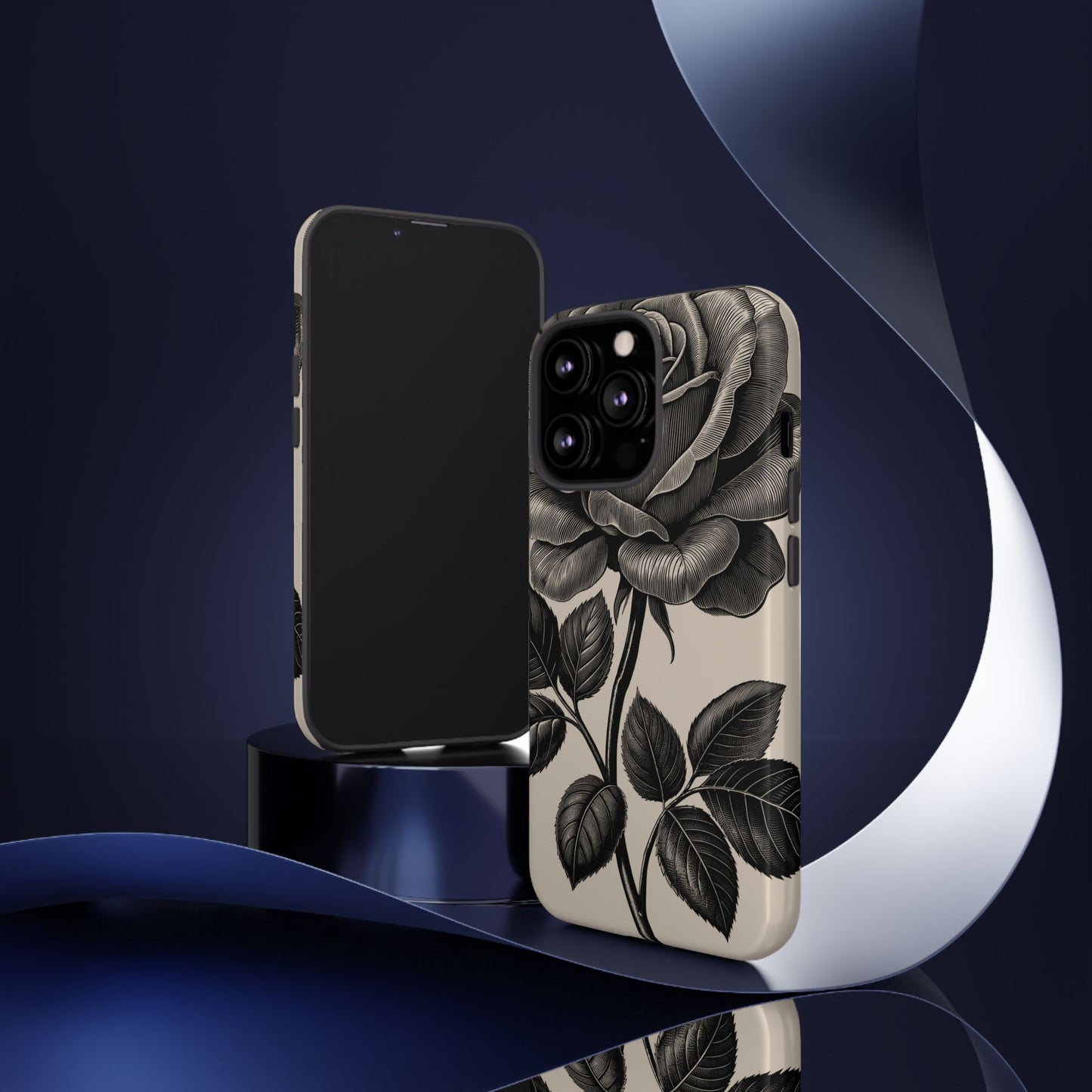 Black Rose Phone Case, Tough Cases with Floral Design, Elegant Tech Accessory, Gift for Flower Lovers, Stylish Protection