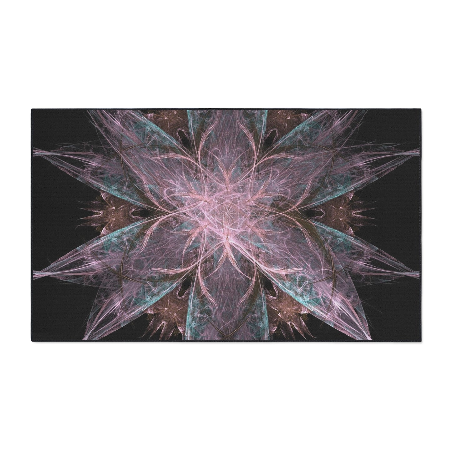 Mandala Star Heavy-Duty Floor Mat — Abstract Pink & Teal Fractal Entrance Rug