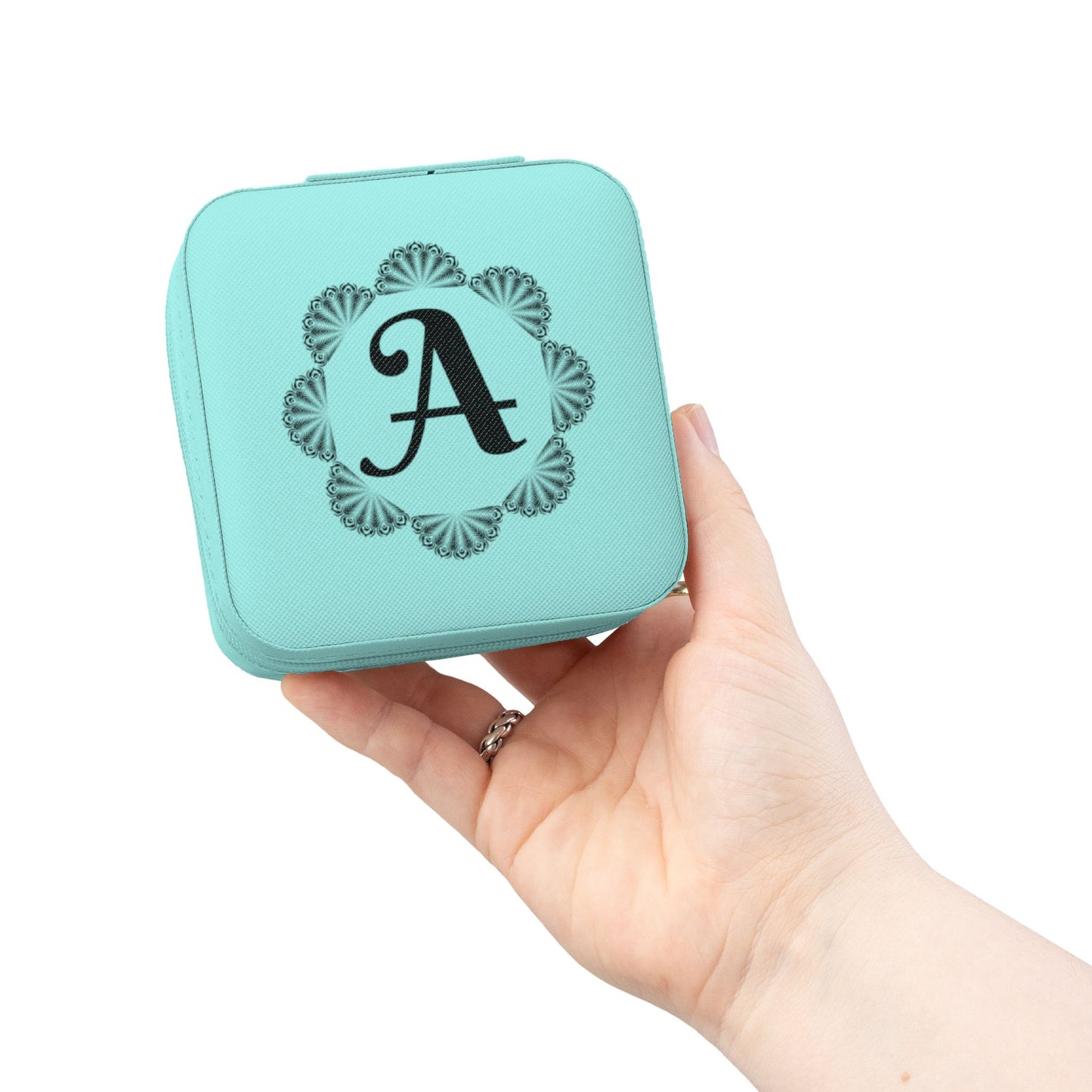 Monogrammed A Pink Travel Jewelry Case — Compact Organizer for Earrings, Rings & Necklaces