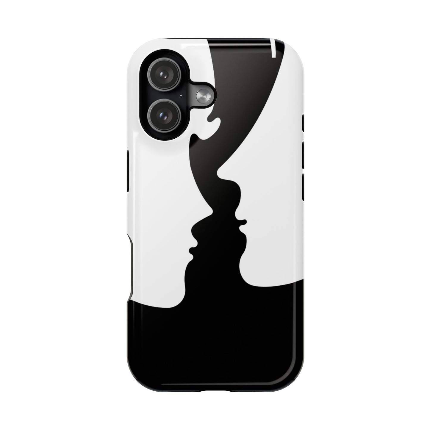 Phone Case — Black & White Optical Kiss Magnetic Impact-Resistant Case