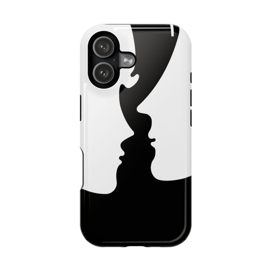 Phone Case — Black & White Optical Kiss Magnetic Impact-Resistant Case