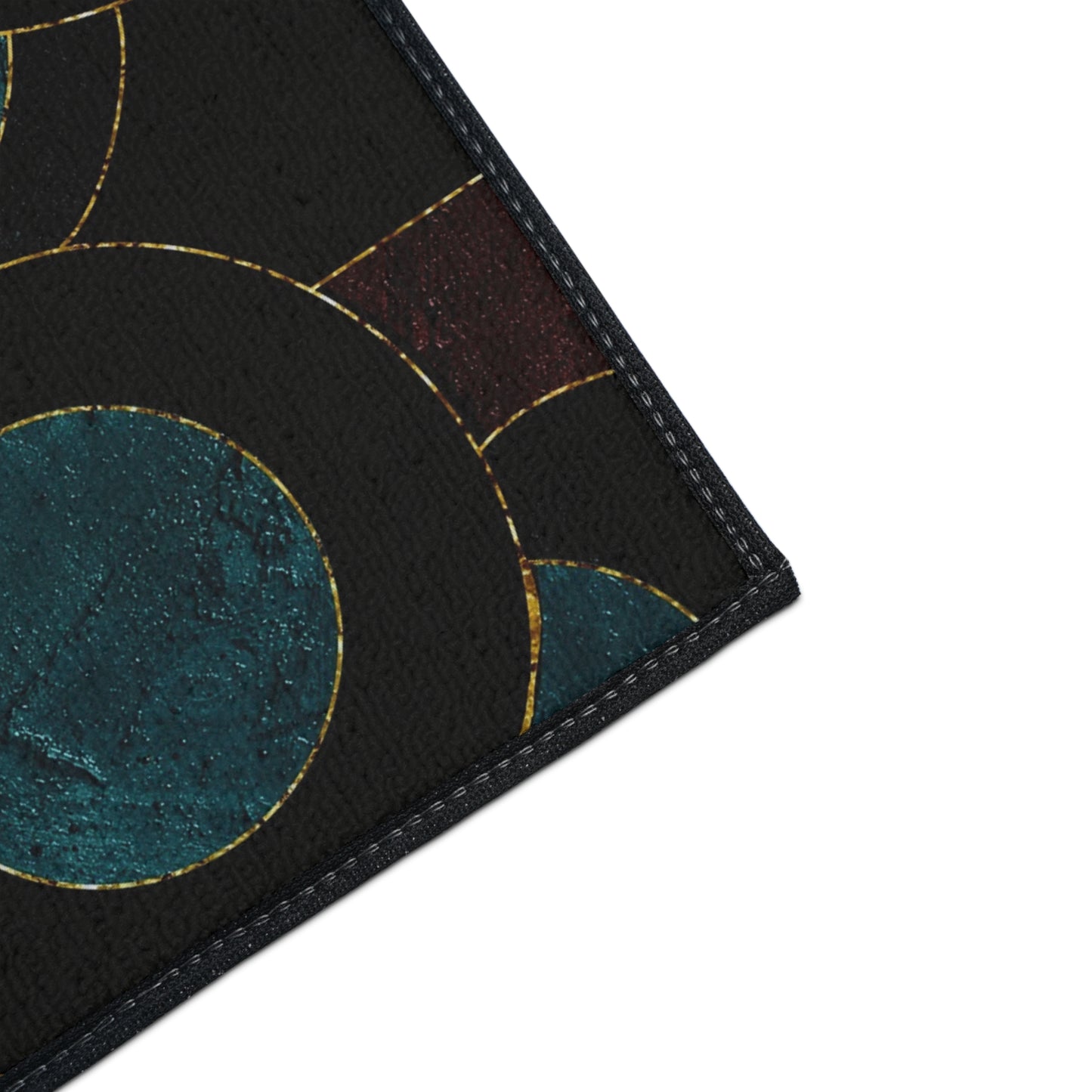 Heavy-Duty Floor Mat — Teal & Burgundy Modern Circle Entry Rug