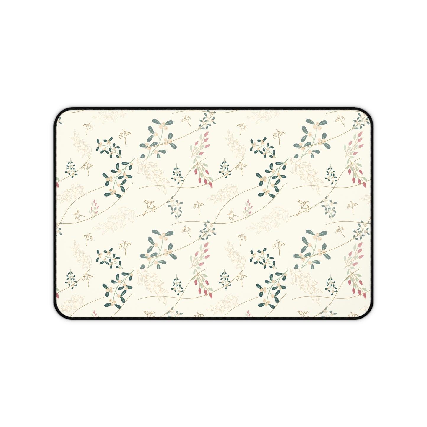 Floral Vine Desk Mat — Cream Botanical Mouse Pad for Home Office