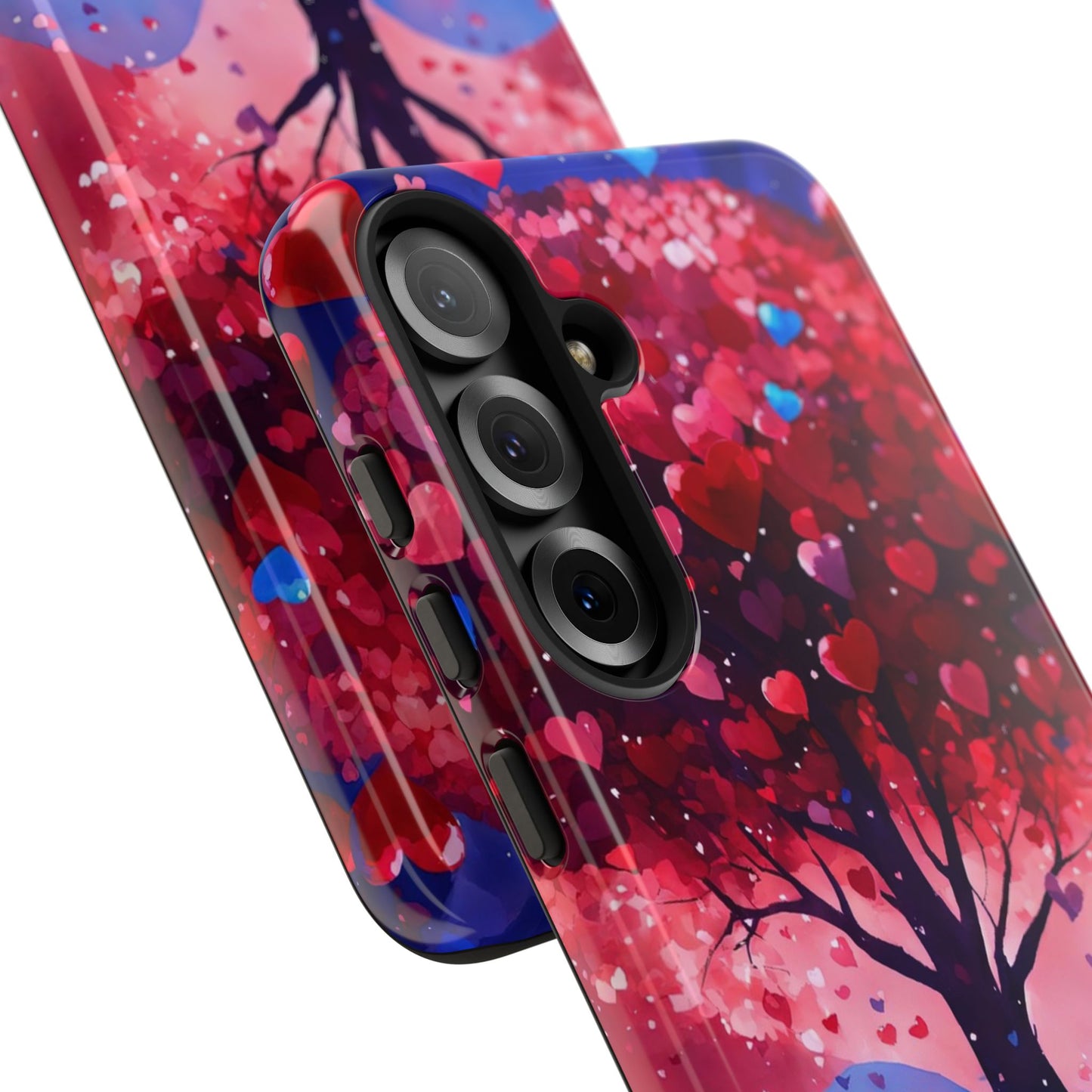 Heart Tree Phone Case — Romantic Red & Blue Protective Tough Case