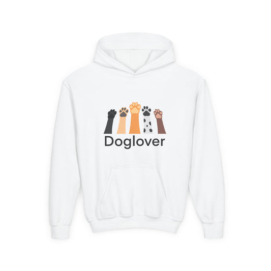 Doglover Youth Hoodie — Cute Paw Print Graphic Sweatshirt for Kids