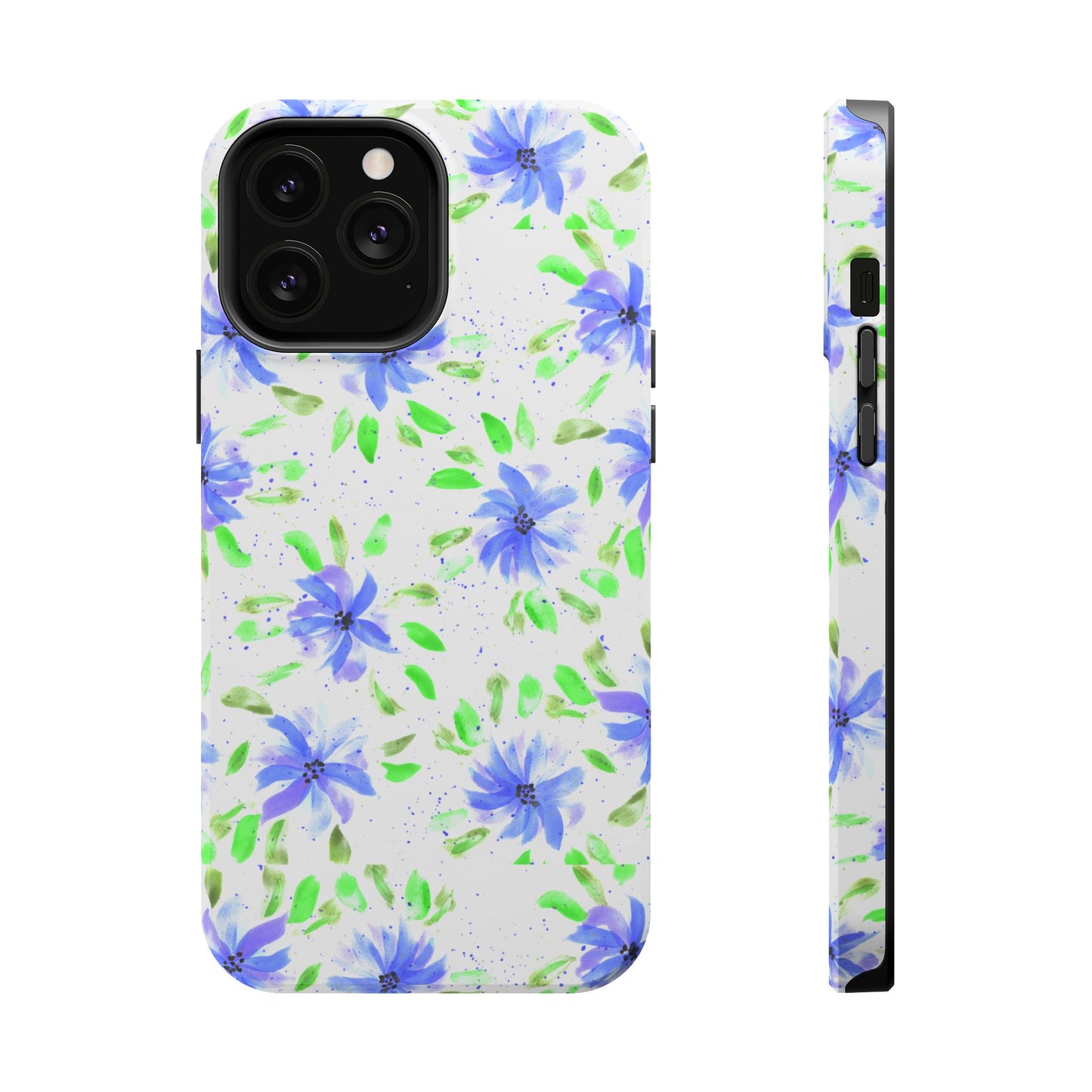 Floral Blue Watercolor Phone Case — Magnetic Impact-Resistant