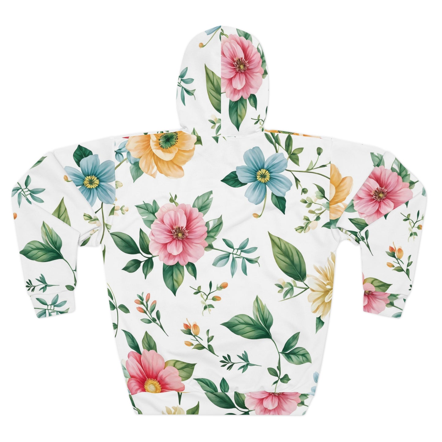 Floral Watercolor Hoodie — Pink & Yellow Blossom