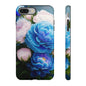 Floral Blue Peony Phone Case — Protective Tough Case with Pink & Blue Blooms