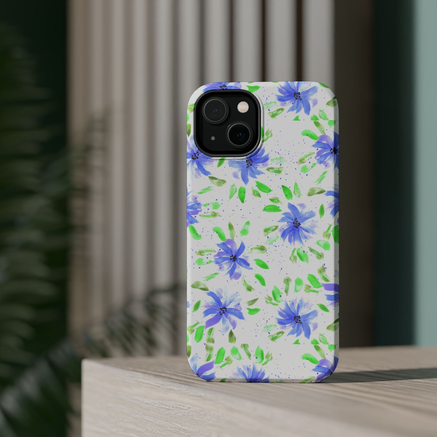 Floral Blue Watercolor Phone Case — Magnetic Impact-Resistant