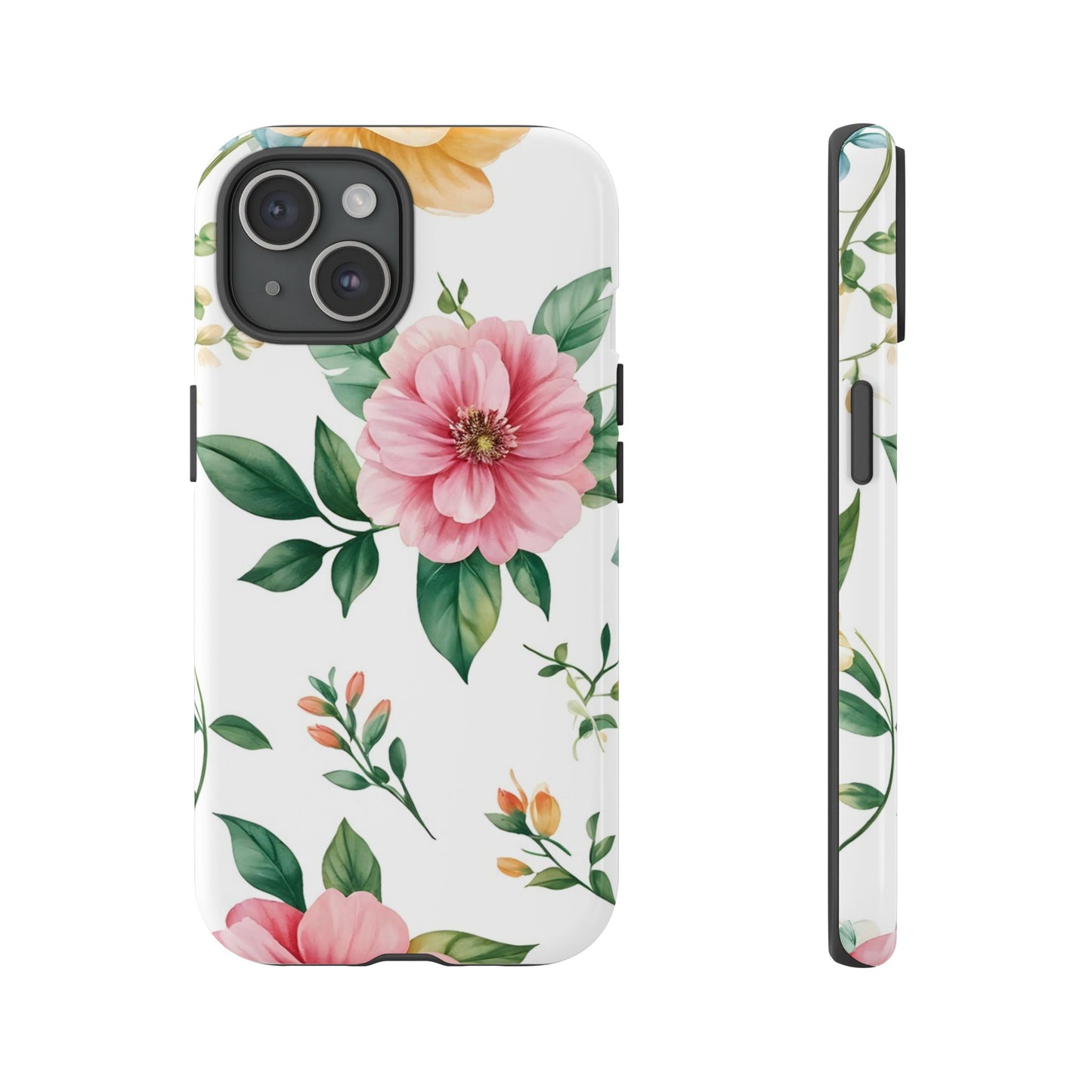 Floral Tough Phone Case — Pink Peony Protective Phone Cover