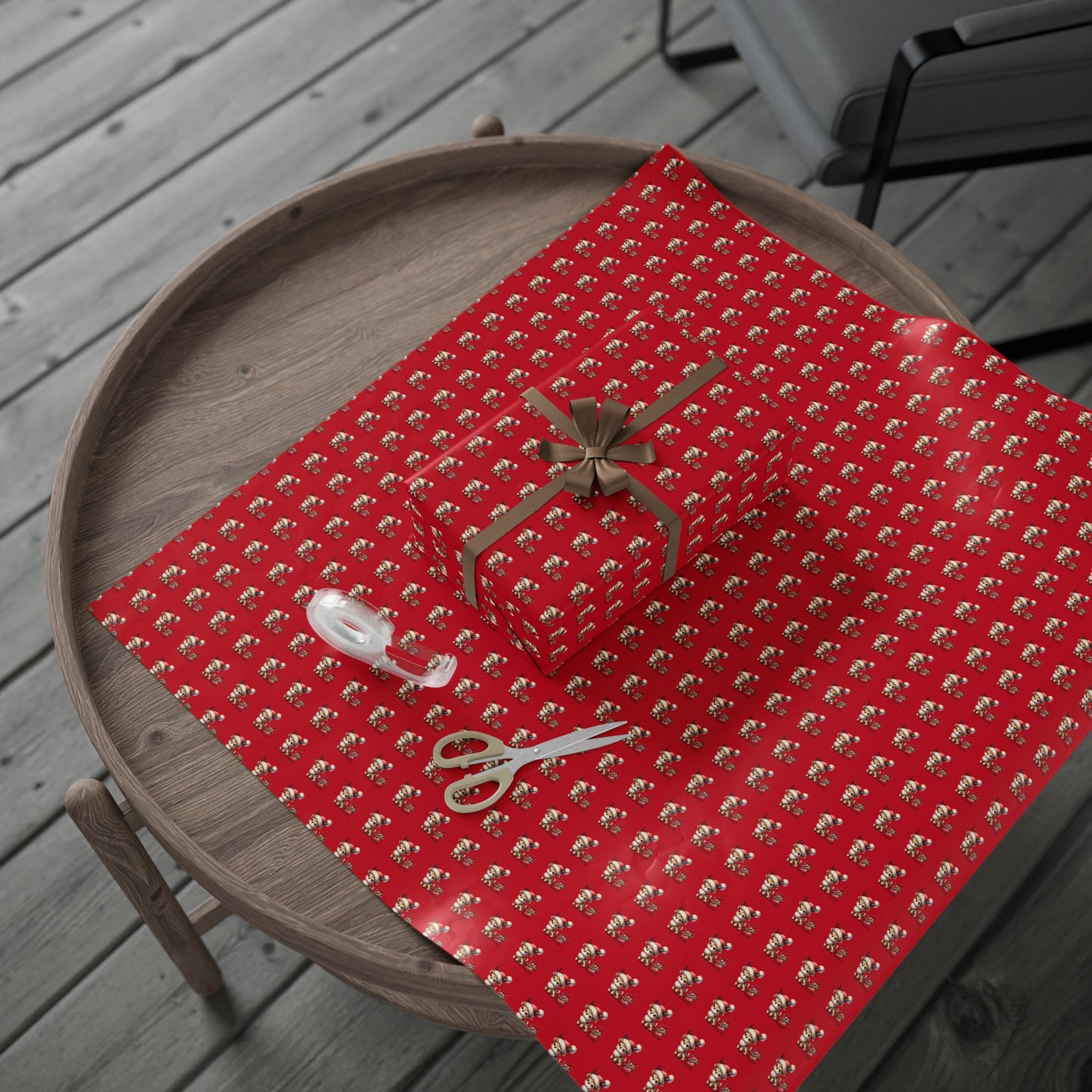 Christmas Dog Pattern Wrapping Paper – Red Holiday Gift Wrap with Cute Puppies
