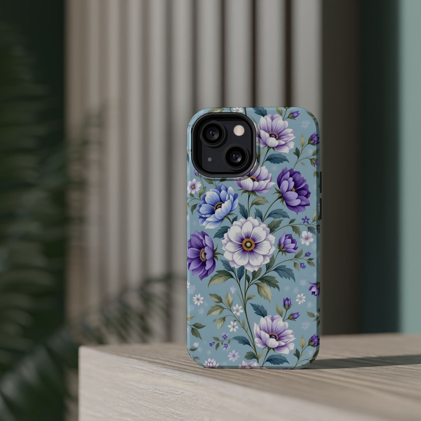 Floral Purple Peony Phone Case — Magnetic Impact‑Resistant Protective Cover